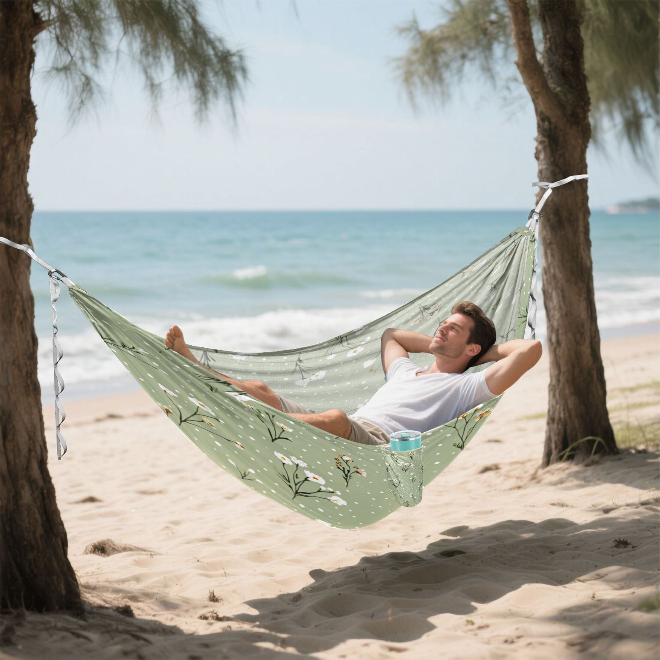 Hammock Camping Hammock Nylon Portable Hammock Travel Camping Hammock Pale Green Small Floral