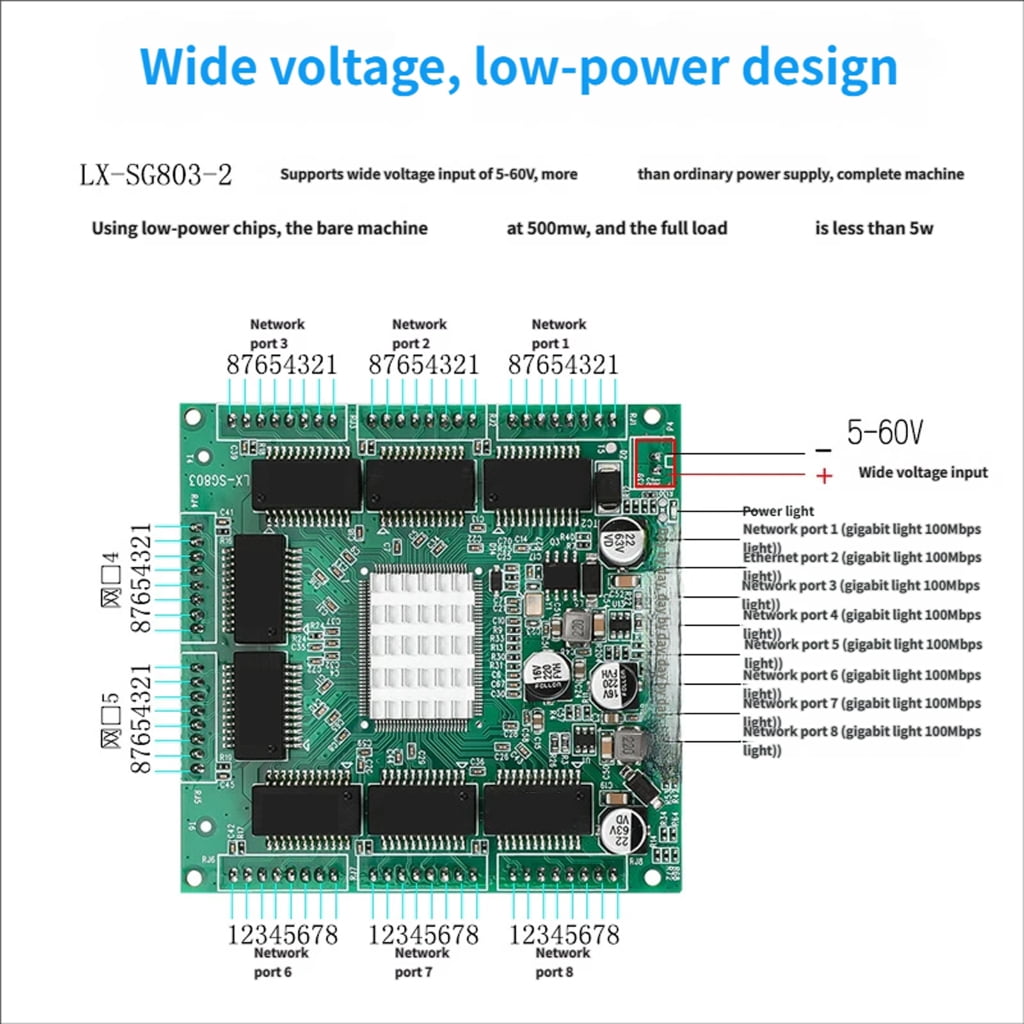 Miniature 10/100/1000Mbps 8 Port Embedded Networking Switches With Led Indicators
