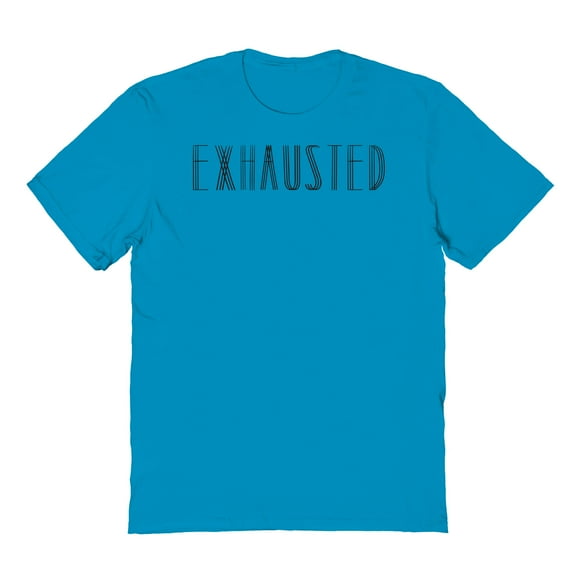 Exhausted Humor Graphic Tropical Blue Men's Cotton T-Shirt