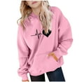thumbnail image 2 of YUNAFFT Sweat à Capuche Garçons & Filles Manches Longues Cœur Imprimé Automne Hiver Manches Raglan Poche Kangourou Sportif Décontracté, 2 of 6