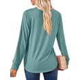 thumbnail image 5 of SHIBEVER Women's Long Sleeve Tops Casual Pleated Blouse Loose Fit Square Neck Tunics Trendy Solid Color Green Size XL, 5 of 5