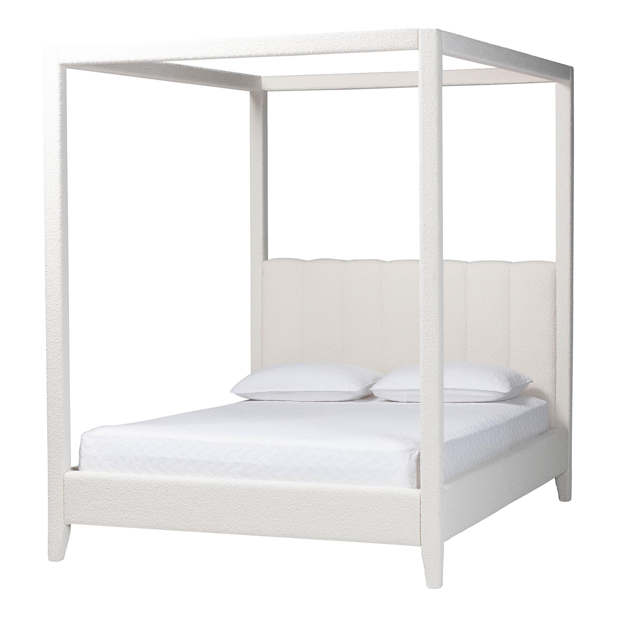Baxton Studio Aerona Modern Canopy Bed, Queen, Cream