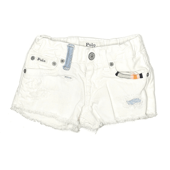 Polo Ralph Lauren WHITE Girl's Denim Shorts, US 6 NWT