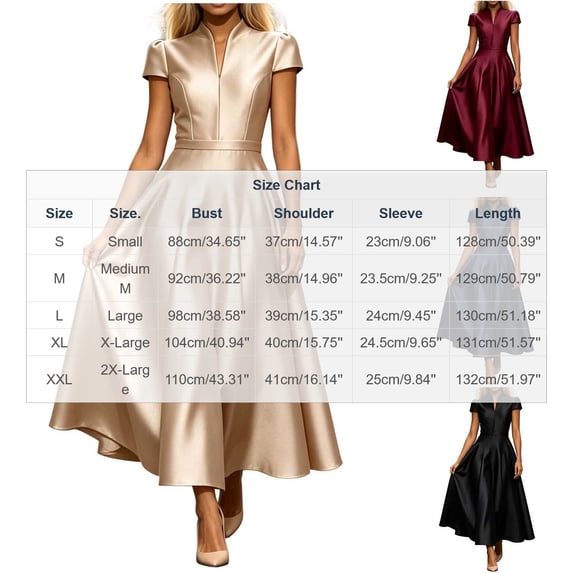 Lnmiateer Solid V Neck Cap Sleeve High Waist Flowy A Line Midi Dress Ladies Wrinkle Resistant Fabric Autumn Winter Office Daily Casual Going Out Outfit