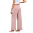 thumbnail image 2 of TANBOM Women's High Waist Wide-Leg Long Loose Casual Flowy Pants with Pockets Pink L, 2 of 4