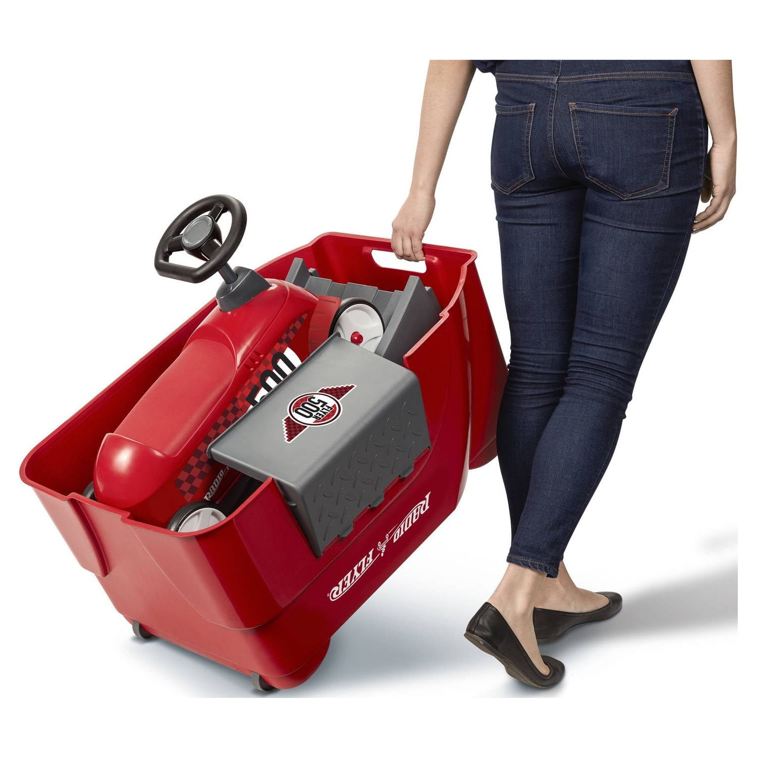 Radio Flyer 500 Toddler Ride On Toy with Ramp and Easy Storage, Push and Pedal Ride-Ons, Red