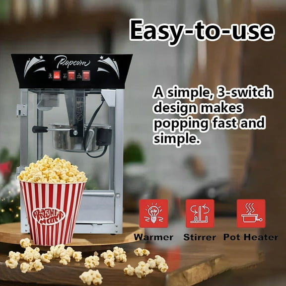 Soliflow 12 Ounce Commercial Black Electric Popcorn Poppers