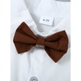 thumbnail image 6 of CARETOO Boy Clothes Suits 3Pcs Set Formal Shirt Bowtie Suspender Pants Big Kid Cotton Outfits 6-10T, 6 of 17