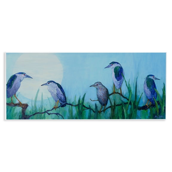 Stupell Industries Night Herons & Moon Wall Plaque Art design by Floy Zittin, 7 x 17