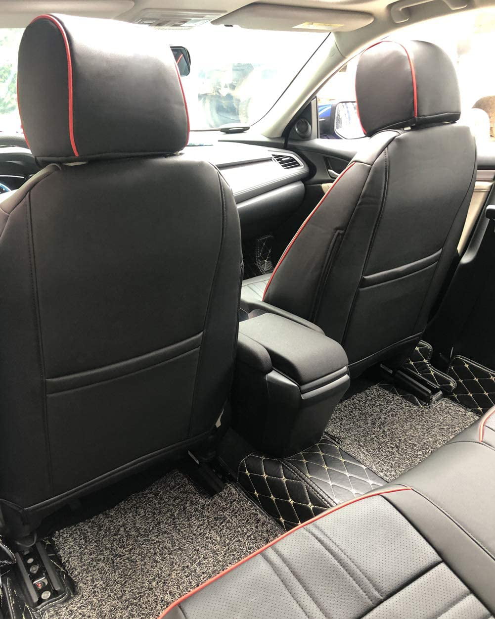 EKR Custom Civic Car Seat Covers for Honda Civic Hatchback,Sport,LX 2022-2024  4 Door-Neoprene Full Set (Black) 