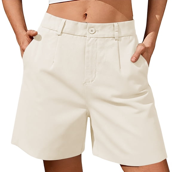 Office Work Shorts for Women, Summer Breathable Comfy A-Line Shorts, Elastic Waist Wide Leg Bermuda Shorts