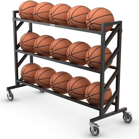 Murray Sporting Goods Premium Basketball Rack | Basketball Ball Storage Rack 3-Tier 15-Ball Heavy Duty Basketball Ball Cart with Wheels | Drop Pin for Shooters Preference Murray Sporting Goods Premium Basketball Rack | Basketball Ball Storage Rack 3-Tier 15-Ball Heavy Duty Basketball Ball Cart with Wheels | Drop Pin for Shooters Preference