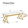 thumbnail image 2 of 47" Modern Coffee table with White Marble-patterned Rock table top and Gold Metal legs for living rooms, White, 2 of 15