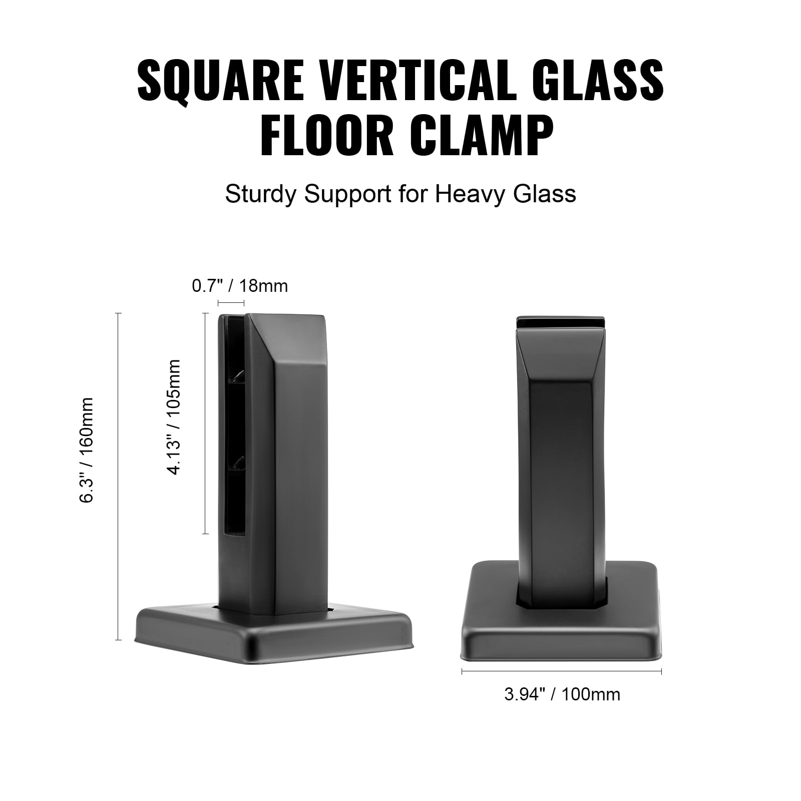 VEVOR Glass Clamp, 10 PCS Square Glass Railing Bracket for 0.31 "-0.47 " Tempered Glass, 304 Stainless Steel Glass Mounting Clamp, 0.12” Thick Glass Shelf Bracket for Balcony, Garden, Deck, Stair
