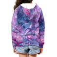 thumbnail image 4 of Uourmeti Purple Rose Horse Zip Up Hoodie with Pockets Long Sleeve Lightweight Comfy Casual Outerwear for Girls Teens Size 6-9, 4 of 7