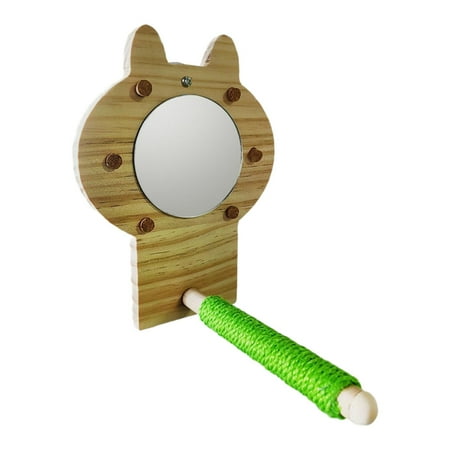 yotijay Bird Mirror Hanging Wooden Parakeet Accessories for Canary Parakeets s