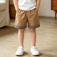 thumbnail image 2 of Unisex Kids Striped‑Cuff Casual Shorts Elastic Waist Side‑Pocket Summer Shorts 2‑12Y, 2 of 5