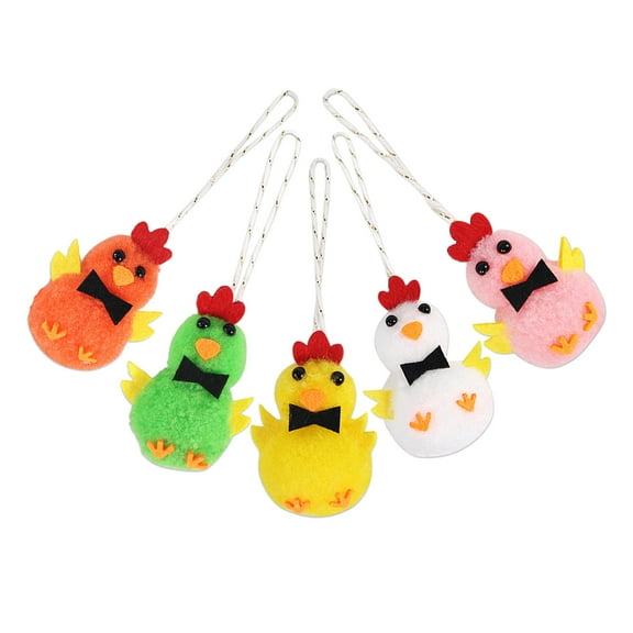 LEORX 5Pcs Easter Plush Chicken Tree Decorations with Hanging for Festive Home