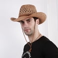 thumbnail image 3 of Straw Cowboy Hat, Floppy Sun Hat Wide Birm Fedora Panama Hat for Summer Beach Travel Golf Garden, 3 of 6
