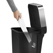 simplehuman 12 gal Plastic Rectangular Kitchen Step Trash Can With Liner Pocket, Black