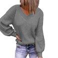 thumbnail image 1 of Suéter De Mujer Con Cuello En V Suéter De Manga Larga Color Puro Suéter De Mujer Transpirable Amigable Con La Piel De Moda Gris M, 1 of 5