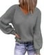 thumbnail image 1 of Jersey con cuello en V para mujer, suéter de manga larga de Color puro, suéter femenino transpirable amigable con la piel a la moda, 1 of 5