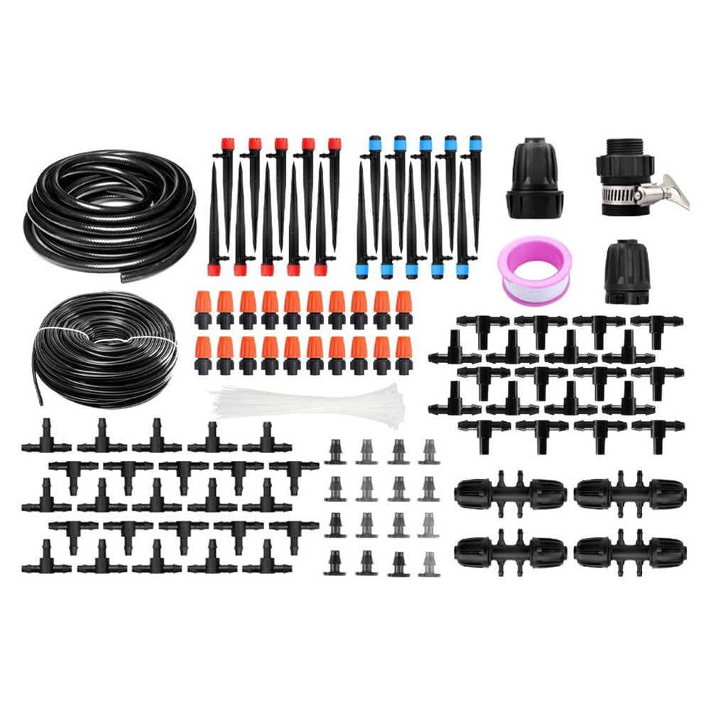 RichLink Irrigation System Greenhouse Watering Systems 1/4in Diy Auto Drip Irrigation Kit,30m