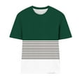 thumbnail image 3 of Horkkom Short Sleeve Shirts for Women Summer Striped Color Block Crew Neck T Shirts Loose Basic Tee Blouses Green 2XL, 3 of 3