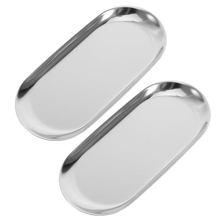 Soimiss Small Metal Tray Tip Tray Stainless Steel Silver 2Set