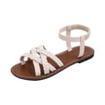 thumbnail image 3 of LTTVQM Womens Flat Sandals Platform Slip on Open-Toe Adjustable Strap Boho Casual Orthopedic Sandals Arch Support Soft Walking Shoes White 39(US-7.5), 3 of 5