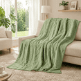 thumbnail image 6 of Sortora Green Throw Blanket, Throw Size Plush Fluffy Couch Blanket, Soft Lightweight Cozy Bed Blankets for All Seasons - 280GSM Double-Sided 3D Knit, Machine Washable, 50"x60", 6 of 7