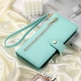 thumbnail image 6 of Allytechgroup Wallet Case for Apple iPhone 16 Plus, 9 Cards Holder + Zipper Pocket + Hand Wrist Shockproof Stand Flip Cover RFID Blocking Phone Case for Women Men, Mint, 6 of 7