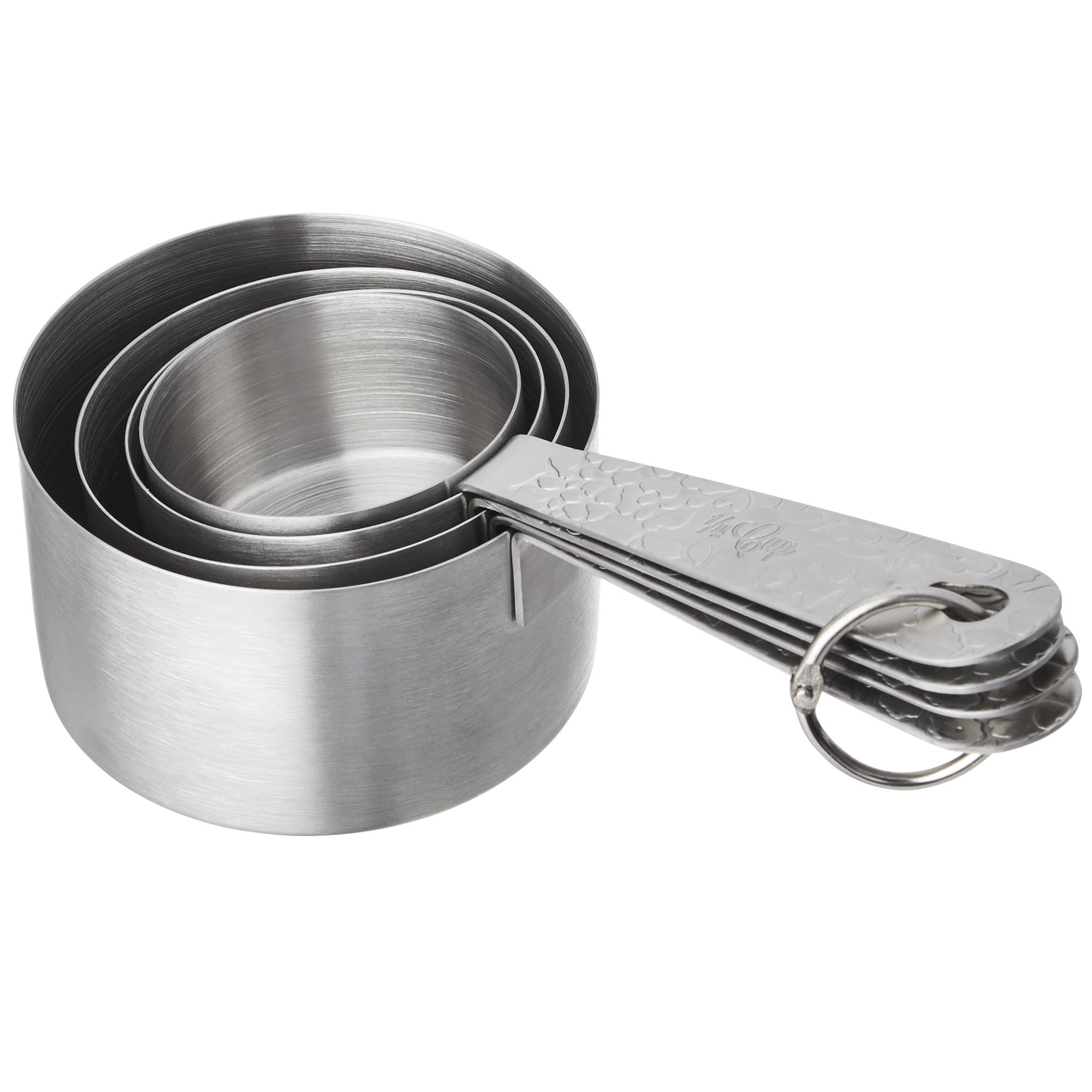The Pioneer Woman Set of 4 Embossed Stainless Steel Measuring Cups, Playful Posy