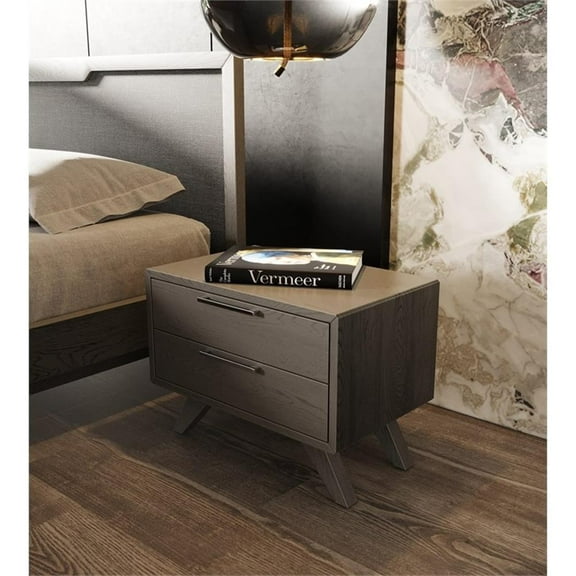 Pemberley Row Wood Gray Nightstand Rectangular 18"H x 24"W x 16"D Assembled
