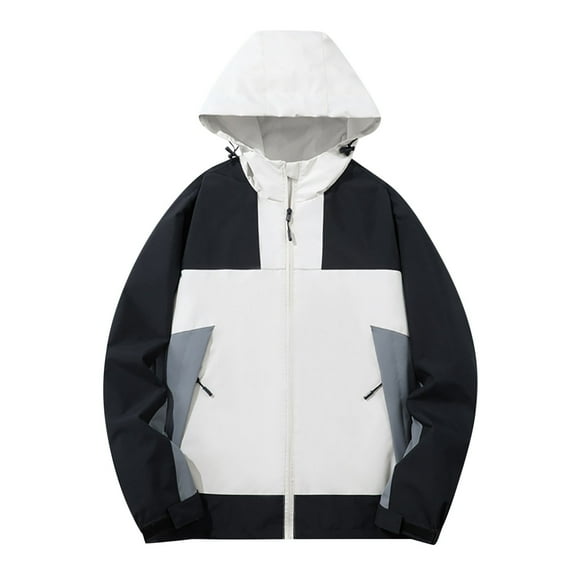 AherBiu Womens Rain Jacket with Hood Trendy Plus Size Lightweight Waterproof Windbreaker with Pockets Outdoor Color Block Raincoat