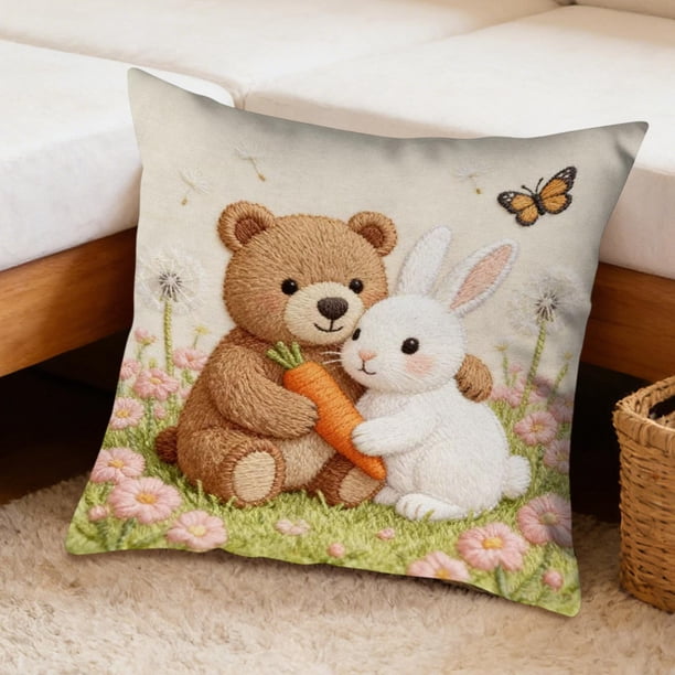 Uuiauoio Cute Animals Decorative Throw Pillow Cover , Animals Family Animals Outdoor Pillow Cases Square Standard Cushion Cover for Sofa Couch Bed Car 17.72x17.72 inch