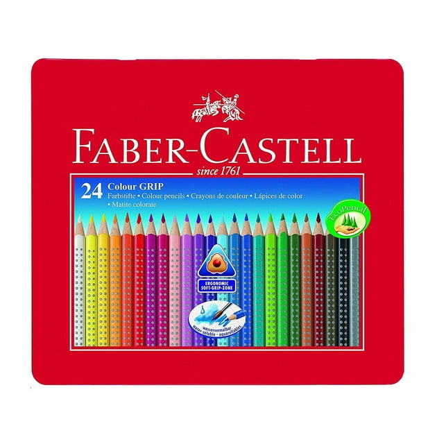 Lápices Faber-Castell GRIP 2001, lata de 24 colores