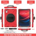 thumbnail image 7 of For Lenovo Tab M11/Tab K11 LTE/Xiaoxin Pad 2025 Case 11 inch, 360 Hand Strap, Shoulder Strap, Kickstand, Rugged Drop Protection, Red, 7 of 7