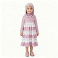 thumbnail image 2 of Two Piece Outfits,Elegant Girl Abaya Prayer Dress With Hijab Maxi Robe For Toddler Kids,Toddler Girl Outfits,Pink,4-5 Years, 2 of 9