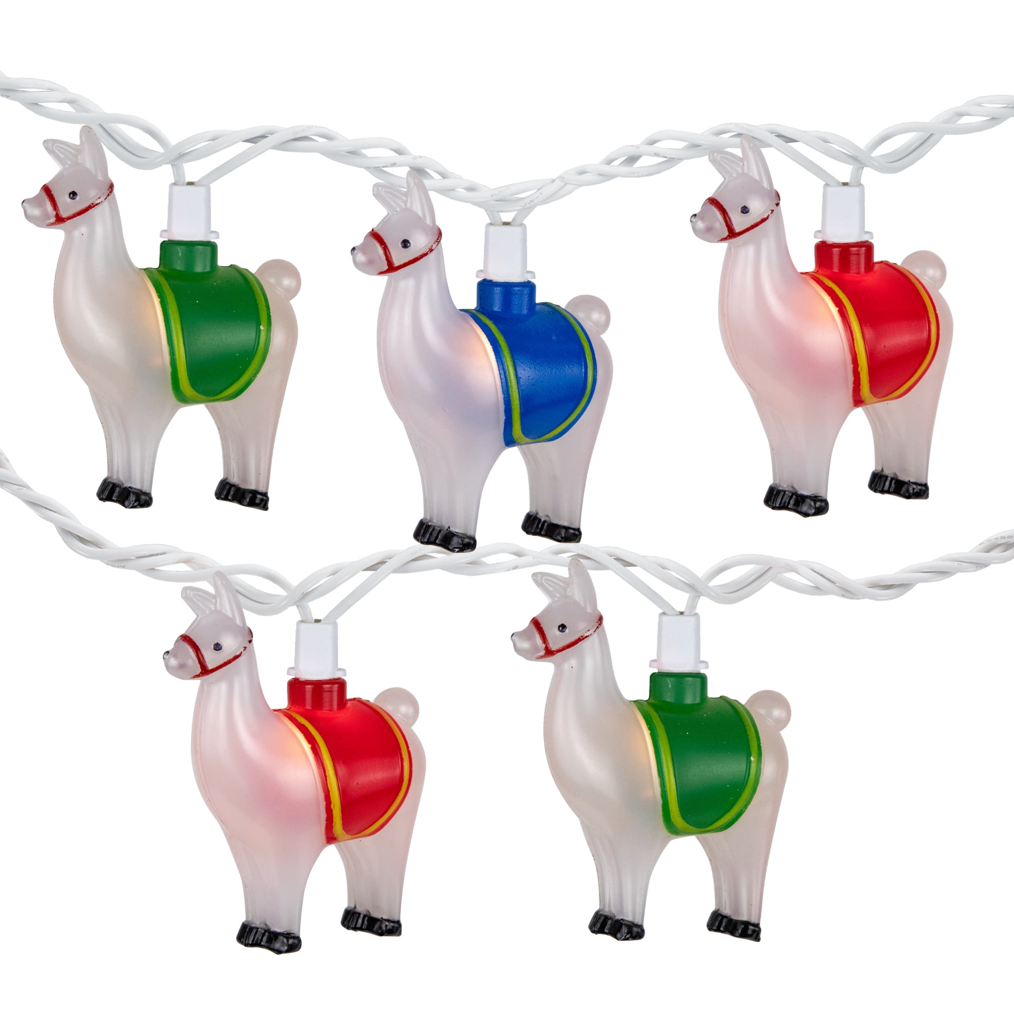 10-Count Clear Llama Patio Light Set 5.75ft White Wire