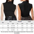 thumbnail image 3 of Chaleco De Verano Camiseta corta sin mangas para mujer, medio cuello alto, elegante, ajustada, para uso diario (negro L) Cgtredaw Para estrenar, 3 of 7