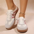 thumbnail image 3 of EKVAHL Women's Backless Mule Sneakers, Retro Faux Leather Non Slip Walking Shoes, Lace Up Casual Daily Outdoor Tennis Shoes Pink, 3 of 4