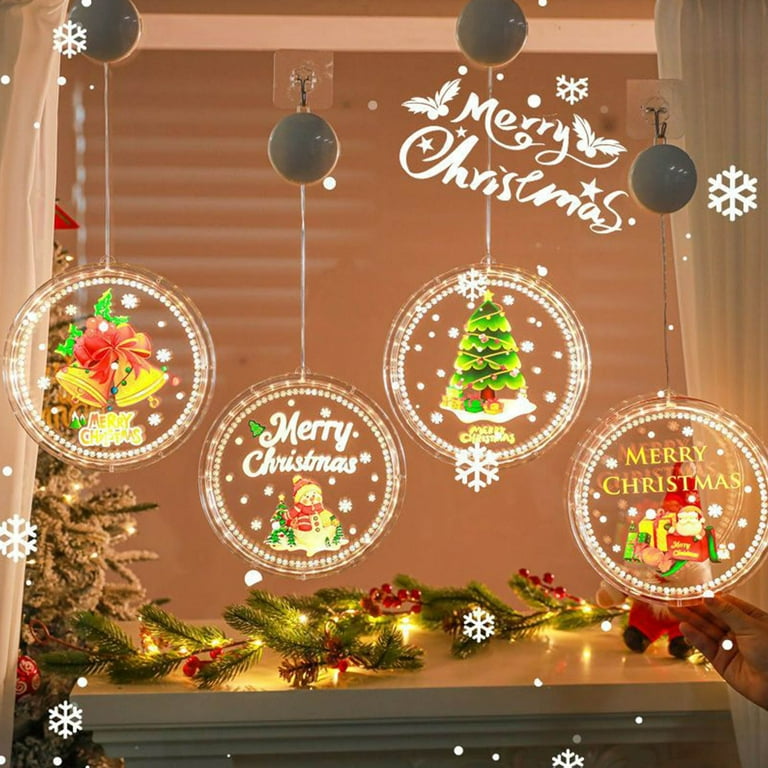 8 LED Christmas Ornament, Lighted Hanging Plastic Ornaments for