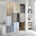 thumbnail image 7 of Modern Brown Beige Waterproof Fabric Shower Curtain, Grey White Color Blocks Waterproof Fabric Shower Curtain for Bathroom Curtains Bathtubs Hotel Washable Shower Curtains with 12 Hooks Small 36x78in, 7 of 7