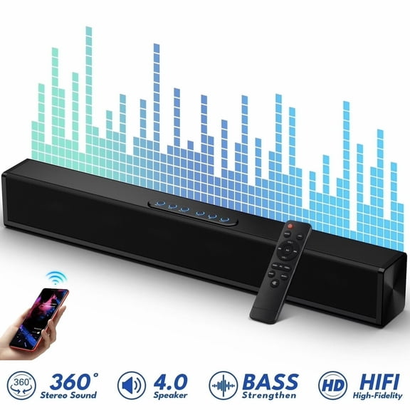 Ficcug Sound Bars for Smart TV,60W 5.3 Soundbar with Built-in Subwoofer,3D Surround Home Theate TV Audio Speaker System for Bluetooth, AUX,Coaxial,HDMI-ARC,USB Connect