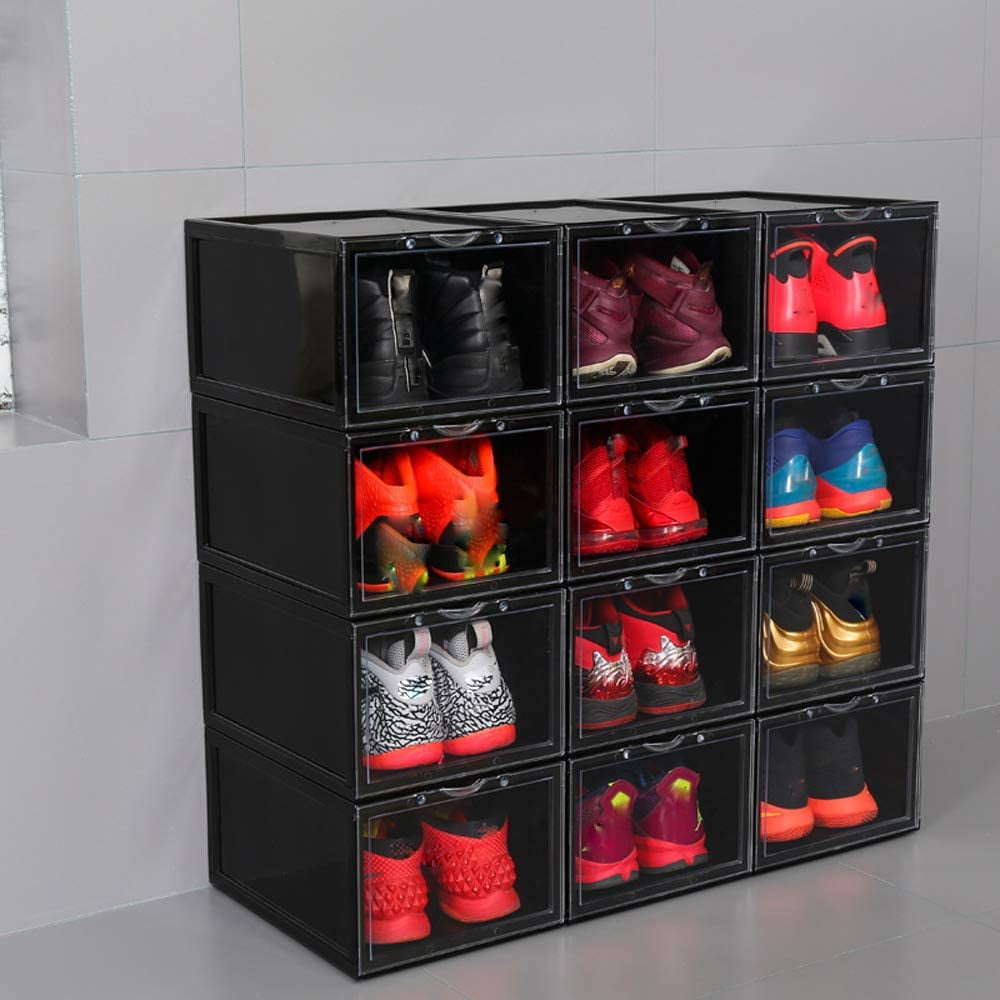 ANQIDI 8PCS Shoe Storage Box Drop Front Shoe Case Storage