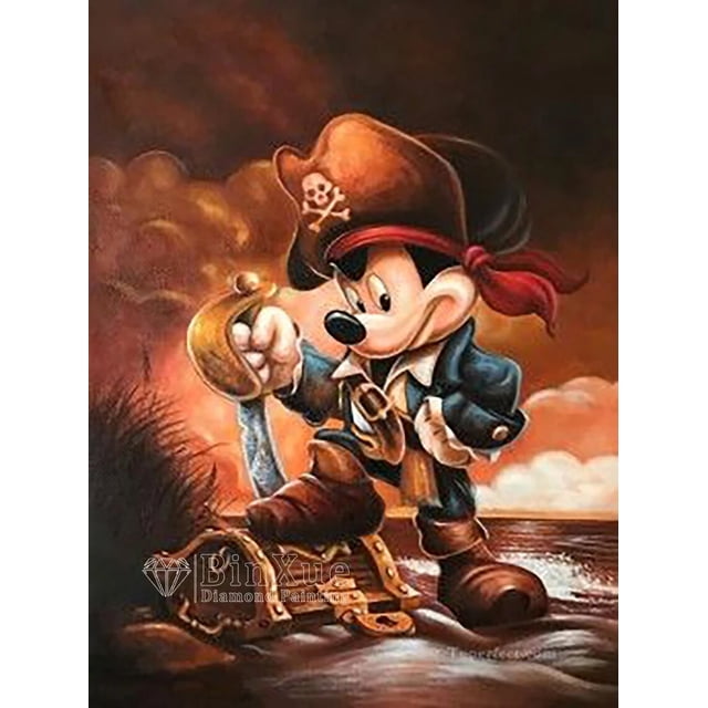Kit de pintura de diamantes de polvo de Disney Pirates, Mickey, Minnie, Hada, Pato Donald, Tigger, mosaico de diamantes de imitación hecho a mano, arte, regalo para niños