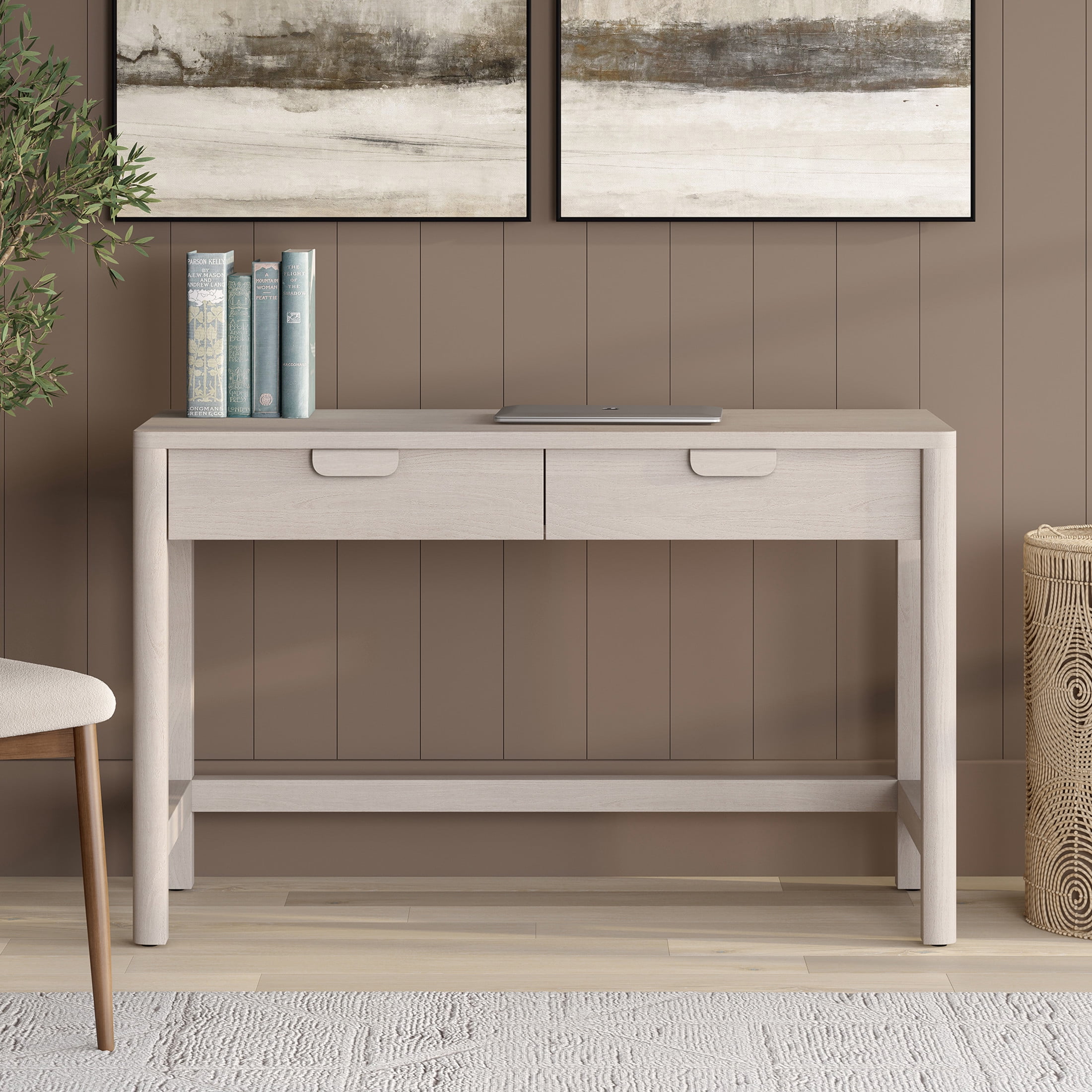 Evelyn&Zoe Modern/Contemporary 48" Wide Alder White Home Office