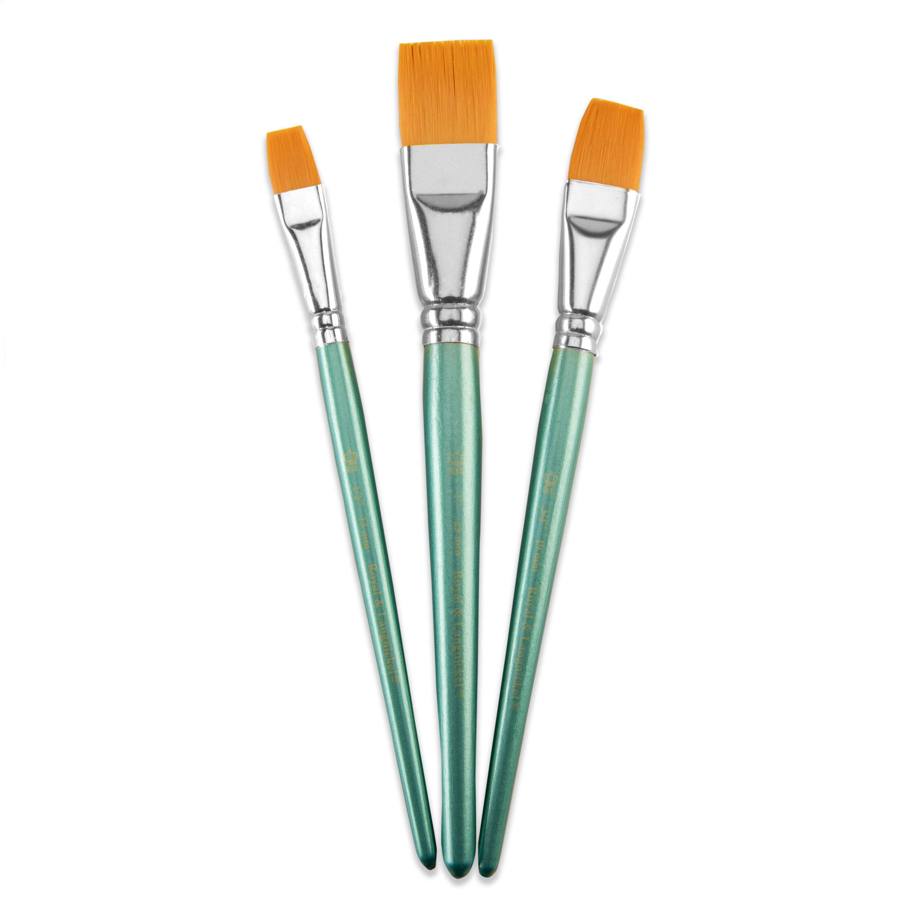 (3 pack) Royal & Langnickel Glaze Wash Golden Taklon Art Brushes 3 piece