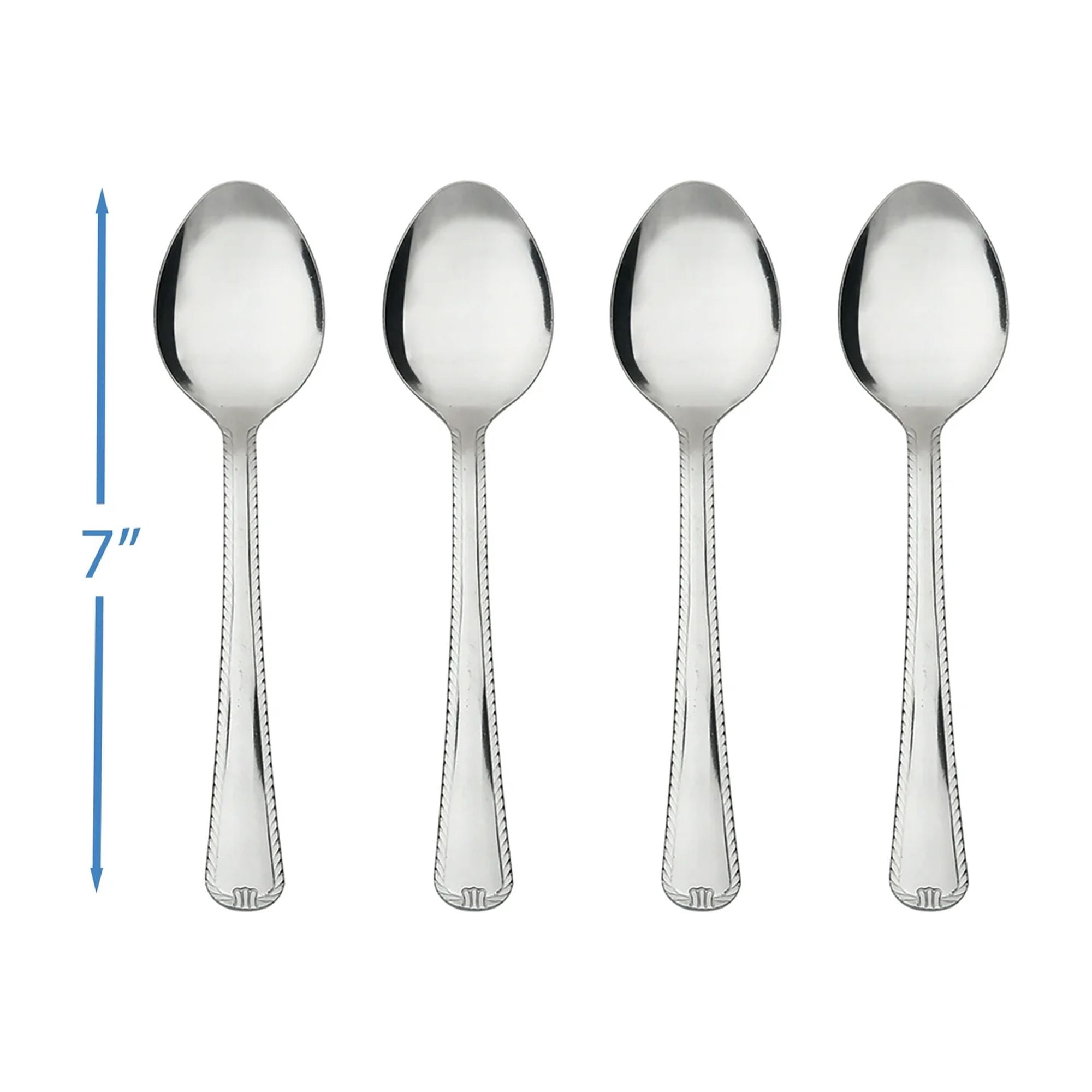 (2 pack) Mainstays Lace Stainless Steel Silver Adult Dinner Spoon, 4- Piece Set